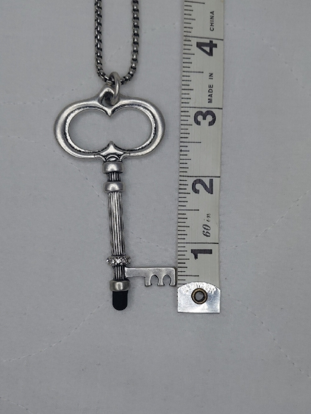 Chico's Silver-Tone Key Pendant Long Necklace - Silver - Picture 2 of 6